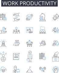 Work productivity line icons collection. Confidence, Communication, Presentation, Stage, Nervousness, Audience, Delivery vector and linear illustration. Articulation,Preparation,Engage outline signs