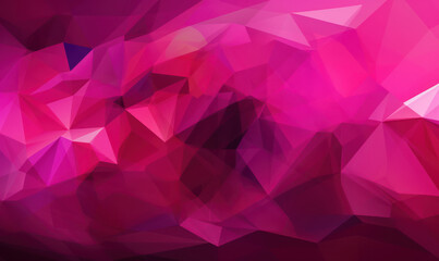 Abstract fuchsia color background or wallpaper with polygons, triangles or concave geometries, Generative AI