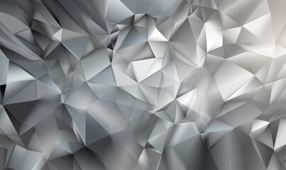 Abstract silver color background or wallpaper with polygons, triangles or concave geometries, Generative AI - obrazy, fototapety, plakaty