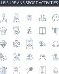 Leisure ans sport activities line icons collection. SEO, PPC, Social media, Analytics, Content, Branding, Strategy vector and linear illustration. Email,Influencer,Mobile outline signs set