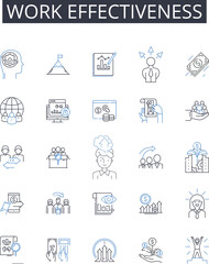 Work effectiveness line icons collection. Prospecting, Conversion, Funnel, Pipeline, Engagement, Segmentation, Acquisition vector and linear illustration. Generation,Follow-up,Targeting outline signs