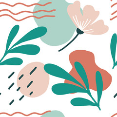 Trendy seamless patterns. Cool abstract and floral design. For fashion fabrics, kid&rsquo;s clothes, home decor, quilting, T-shirts, cards and templates, scrapbook and other digital needs