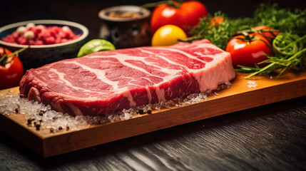Raw Wagyu Steak Raw Marble Japanese Steak Generative AI