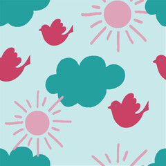 Trendy seamless patterns. Cool abstract, rainbow and weather design. For fashion fabrics, kid’s clothes, home decor, quilting, T-shirts, cards and templates, scrapbook and other digital needs