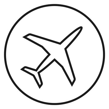 recommend clip art: Airplane icon. Round linear symbol. Airport sign