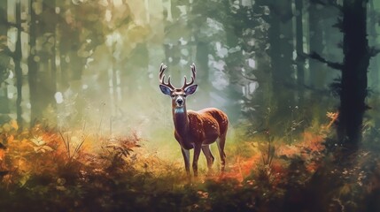 A shy deer timidly stepping through a clearing. AI generated