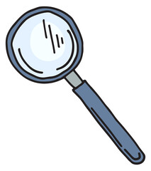 Magnify glass icon. Search color doodle symbol