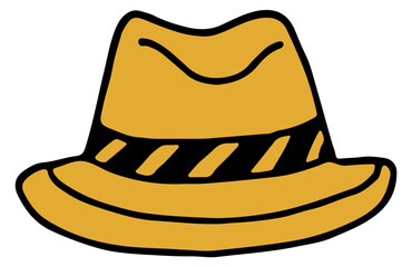 Fedora hat color icon. Retro male accessory