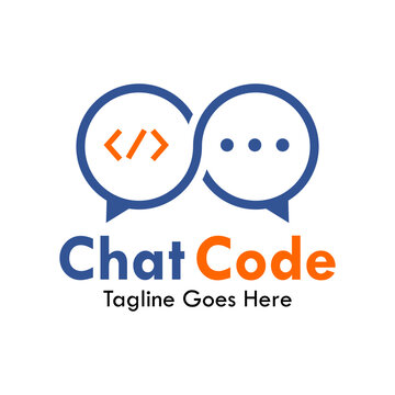 Chat code design logo template illustartion