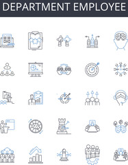 Department employee line icons collection. Relaxation, Essential oils, Serenity, Fragrance, Balance, Comfort, Mood vector and linear illustration. Healing,Eucalyptus,Lavender outline signs set