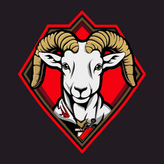 Vector goat mascot logo template for sport or e-sport team with head of ram