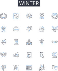 Winter line icons collection. Market, Investments, Stocks, Trading, Forex, Options, Futures vector and linear illustration. Commodities,Analytics,Risk outline signs set
