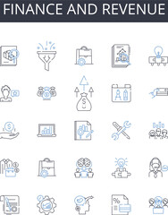 Finance and revenue line icons collection. Accountability, Goals, Milests, Assessment, Evaluation, Report, Feedback vector and linear illustration. Performance,Improvement,Tracking outline signs set