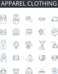 Apparel clothing line icons collection. Integrity, Empathy, Perseverance, Courage, Hsty, Responsibility, Dedication vector and linear illustration. Humility,Compassion,Resilience outline signs set