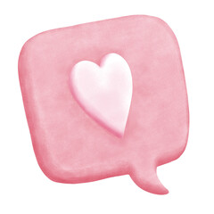 Love chat icon watercolor illustration style. Symbol sweet talk isolated.