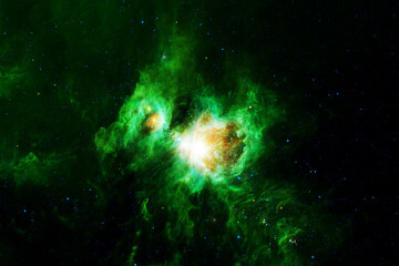 Obraz na płótnie Canvas Green space nebula in far space. Elements of this image furnishing NASA.