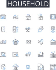 Household line icons collection. Planning, Coordination, Logistics, Rehearsal, Practice, Preparation, Organization vector and linear illustration. Punctuality,Timing,Synchronization outline signs set