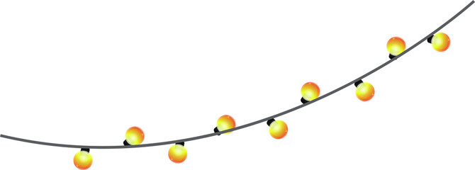 Glowing light with place for text. Set of color string Christmas, New Year garlands. party decoration.Garland with lamps.  transparent, png