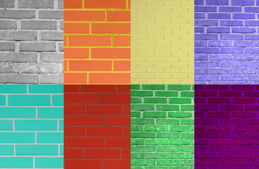 Collage of brick wall textures in different colors