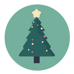 simple flat Christmas tree in circular motif