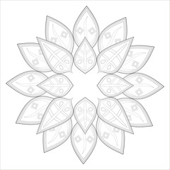 Colouring Page for Adult for Fun and Relaxation. Hand Drawn Sketch for Adult Anti Stress. Decorative Abstract Flowers in Black Isolated on White Background.-vector