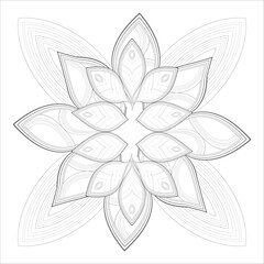 Colouring Page for Adult for Fun and Relaxation. Hand Drawn Sketch for Adult Anti Stress. Decorative Abstract Flowers in Black Isolated on White Background.-vector