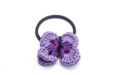 Crochet hair clips in the shape of a violet flower