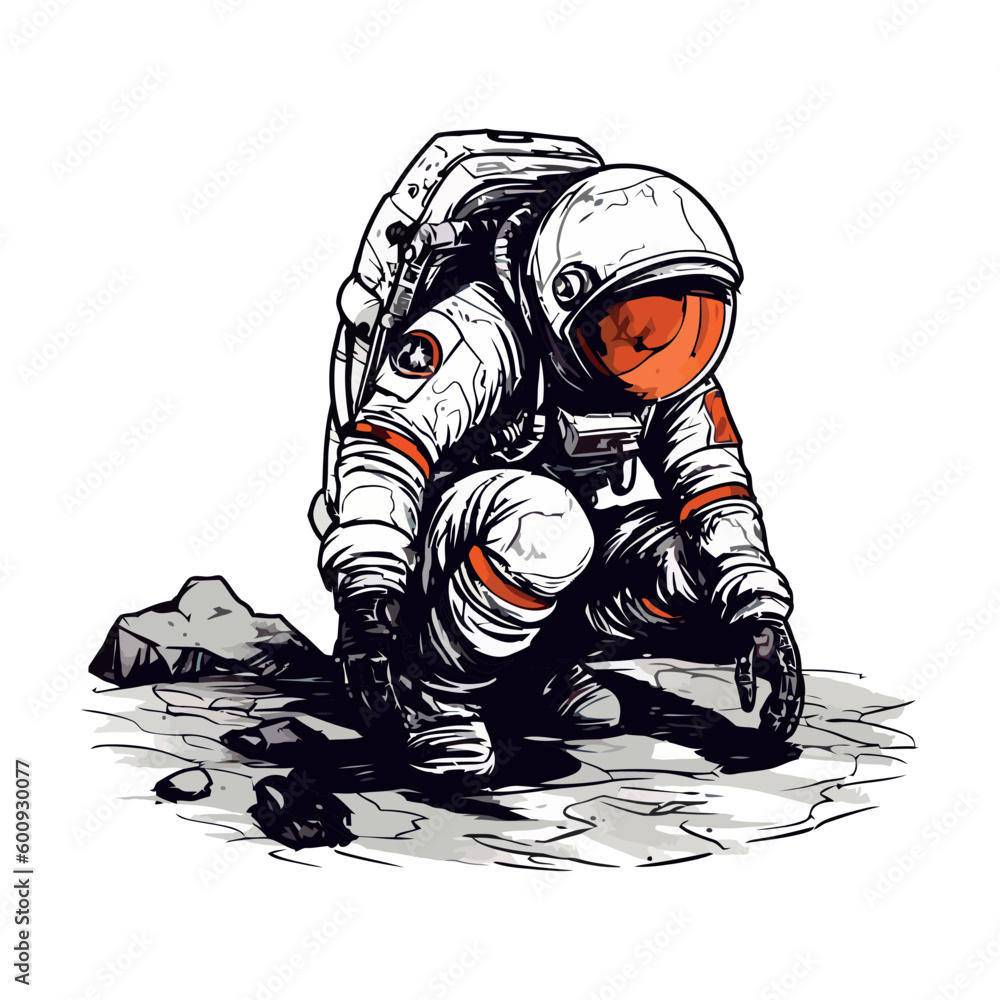 Wall mural futuristic astronaut in space suit explores cosmos