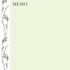 memo sticky note with botanic pattern watercolor