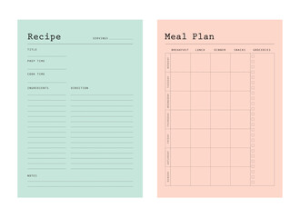 Recipe Card and meal planner. 