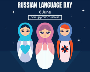 illustration vector graphic of three matryoshka dolls, perfect for international day, russian language day, celebrate, greeting card, etc.