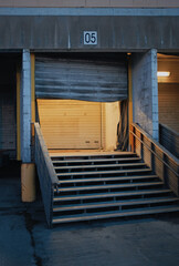 moody image of a modern concrete architecture during evening