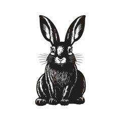 Obraz premium bunny, vintage logo line art concept black and white color, hand drawn illustration