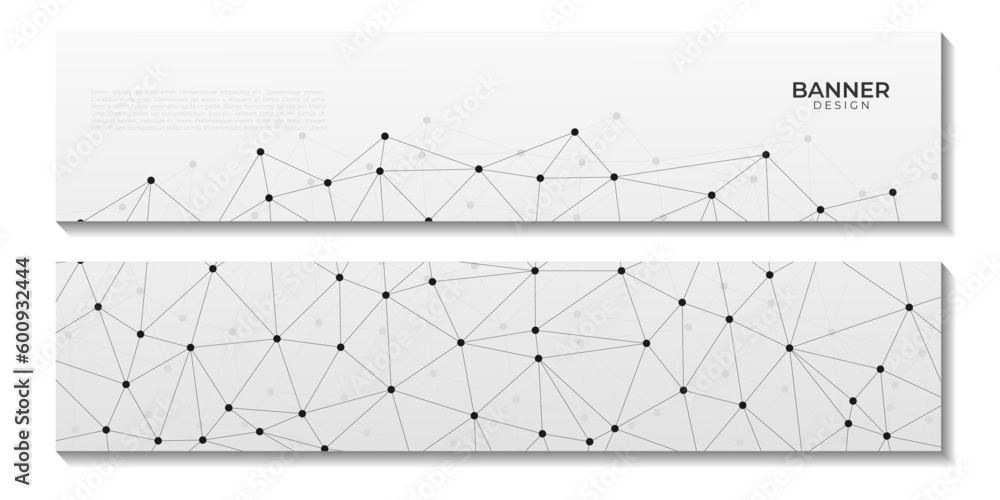 Poster abstract grey geometric banners background with triangle shape pattern and molecular