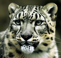 Portrait of snow leopard wild life extinct animal concept nature. Generative AI