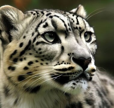 Portrait of a snow leopard extinct animal wildlife nature concept. Generative AI
