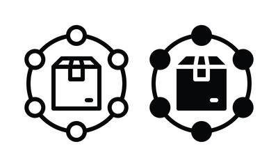 Logistics network icon with outline and glyph style.