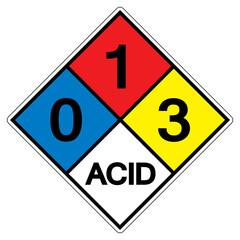 NFPA Diamond 704 0-1-3 ACID Symbol Sign, Vector Illustration, Isolate On White Background Label. EPS10