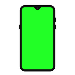 Mobile Green Screen In Black Color Smartphone
