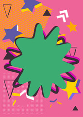 Abstract explosion geometric shapes background. Simple busy vibrant colors geometrical graphic art poster. Vintage random geometry template.