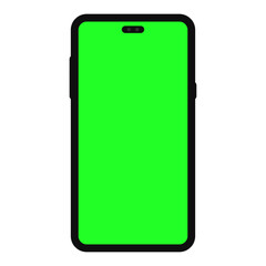 Mobile Green Screen In Black Color Smartphone

