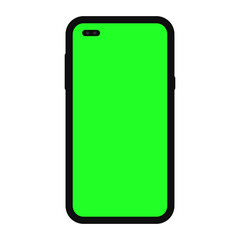 Mobile Green Screen In Black Color Smartphone
