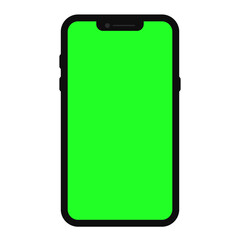 Mobile Green Screen In Black Color Smartphone
