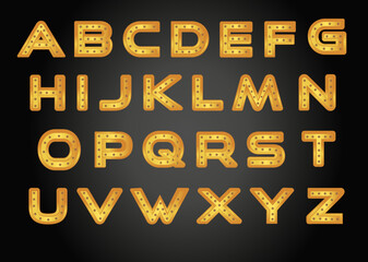 Gold Marquee font, alphabet letters font