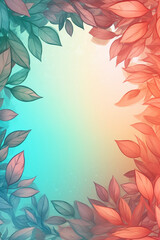 Leaf Vine Frame with Room for Copy Teal Green Orange Natural Turquoise Aqua Generative AI