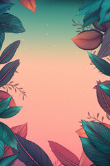 Leaf Vine Frame with Room for Copy Teal Green Orange Natural Turquoise Aqua Generative AI