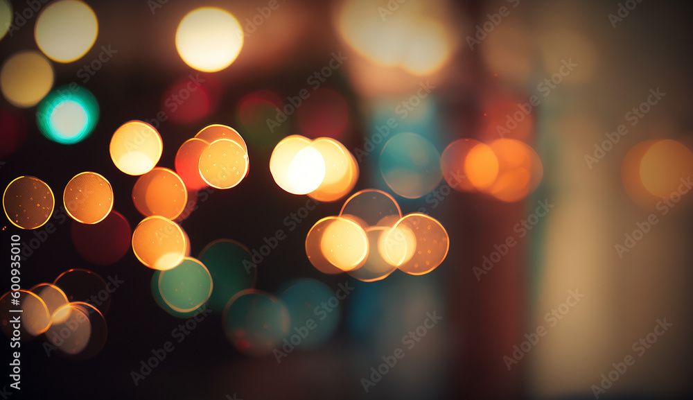 Wall mural holiday lights bokeh background with generative ai technology.