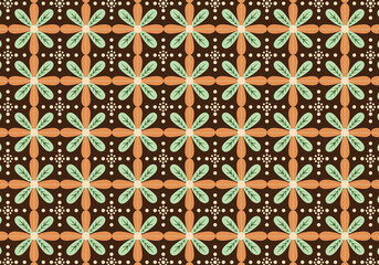 Fototapeta premium Batik Indonesian: is a technique of wax-resist dyeing applied to whole cloth, or cloth made using this technique originated from Indonesia. Batik is made either by drawing dots and lines
