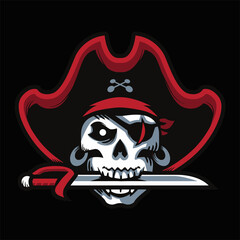 Pirate Skull Gaming Logo Vector illustration Artwork