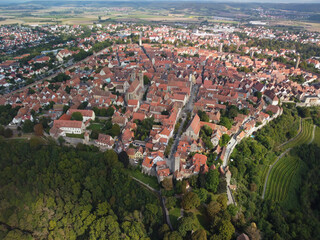 Classic view of the medieval town of Rothenburg ob der Tauber, Bavaria, Germany